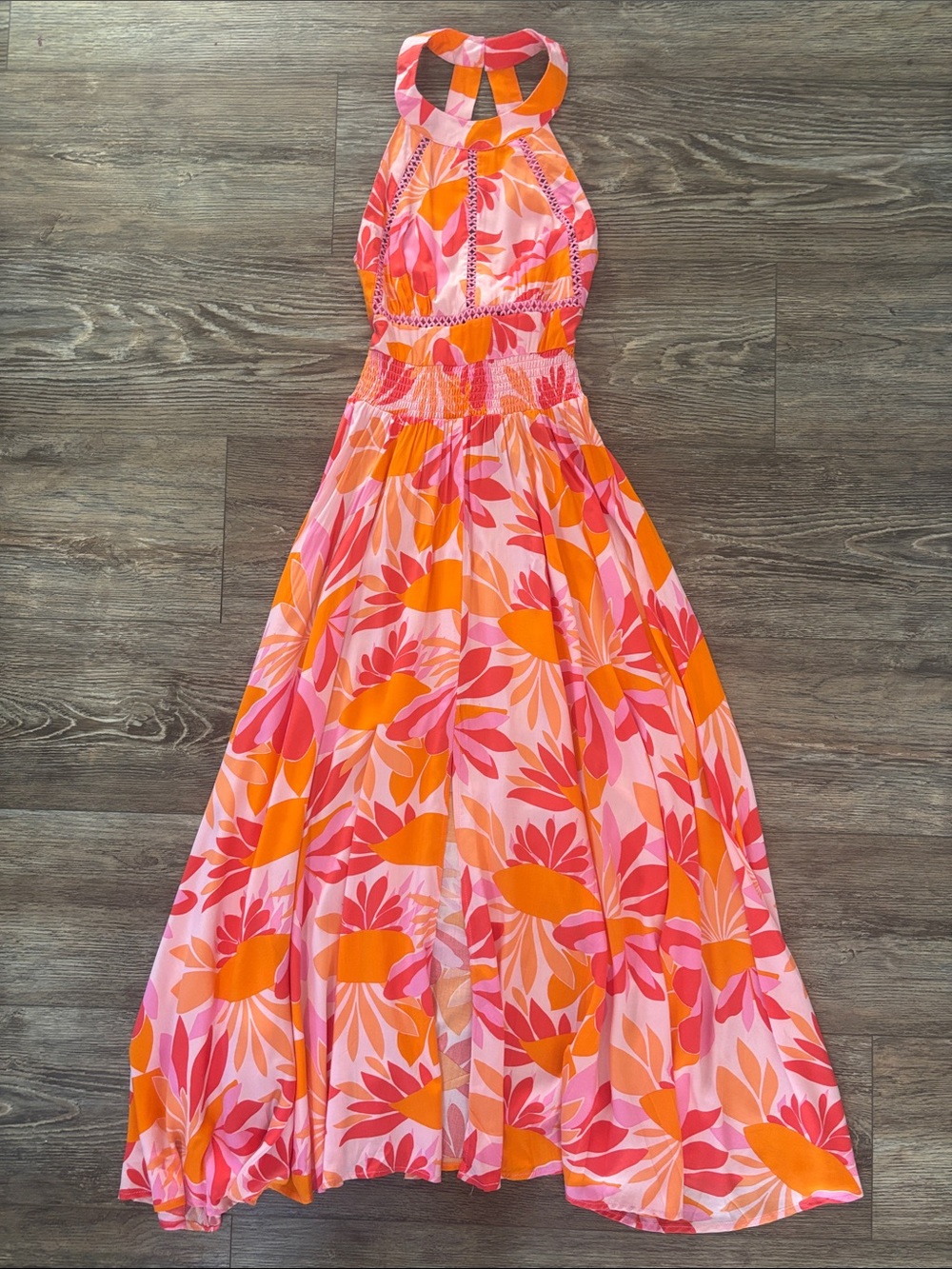 Abel the Label Anthropologie Rumi Maxi Dress Orange Pink Women's Size Small NWT